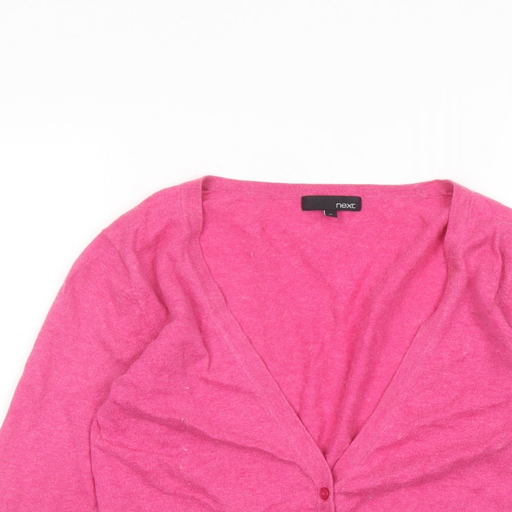 NEXT Womens Pink V-Neck Cotton Cardigan Jumper Size 12