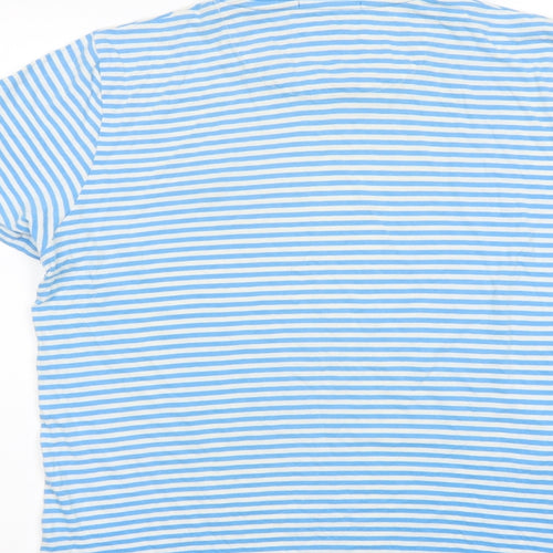 Fred Perry Mens Blue Striped Cotton T-Shirt Size M Round Neck