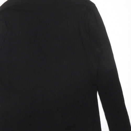 Only Womens Black Viscose Basic T-Shirt Size XL Mock Neck - Ribbed