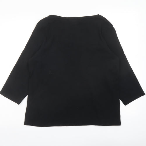 Marks and Spencer Womens Black Cotton Basic T-Shirt Size 20 Boat Neck