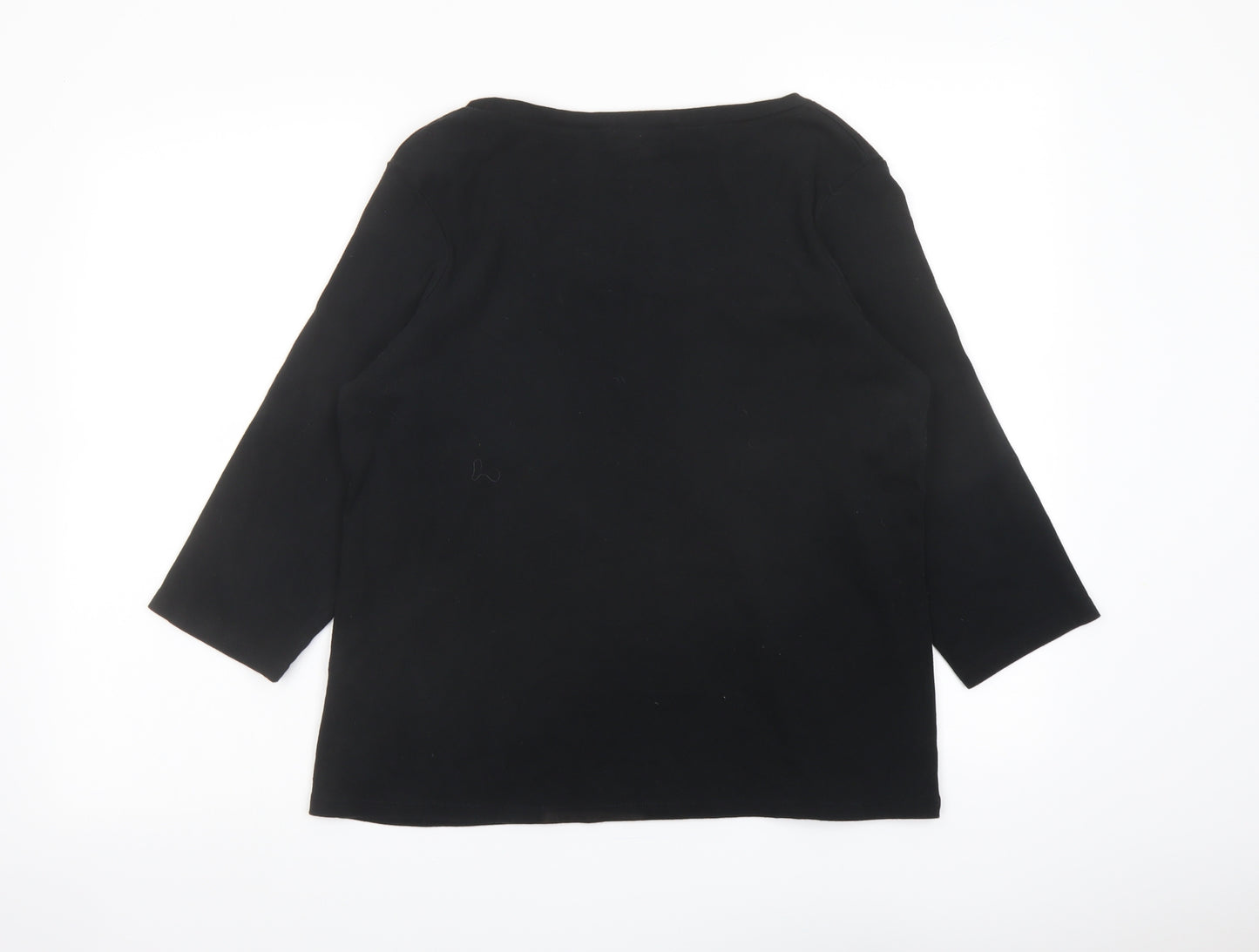 Marks and Spencer Womens Black Cotton Basic T-Shirt Size 20 Boat Neck