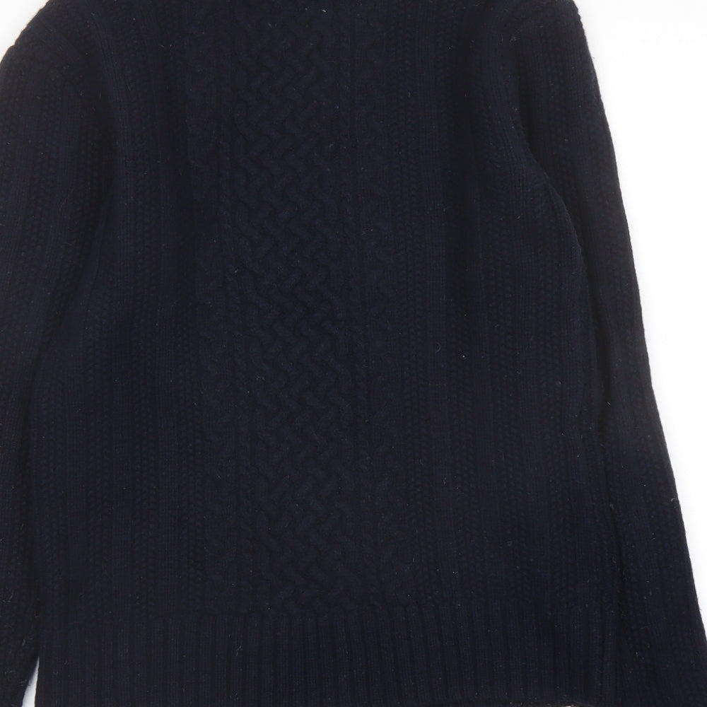 Fat Face Mens Black Crew Neck Wool Pullover Jumper Size S Long Sleeve