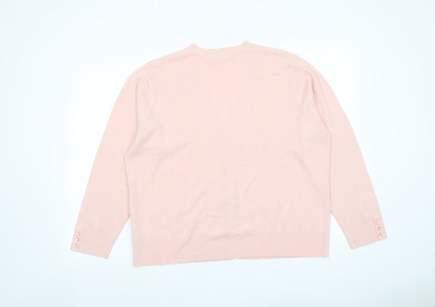 BHS Womens Pink V-Neck Acrylic Cardigan Jumper Size 20