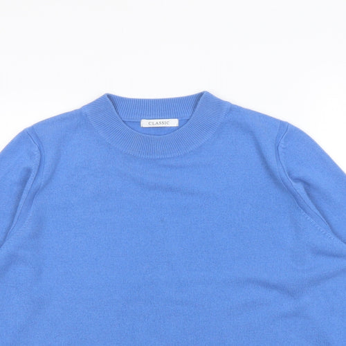 Classic Womens Blue Round Neck Acrylic Henley Jumper Size 16