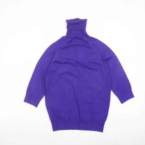 Zara Womens Purple Roll Neck Viscose Pullover Jumper Size S