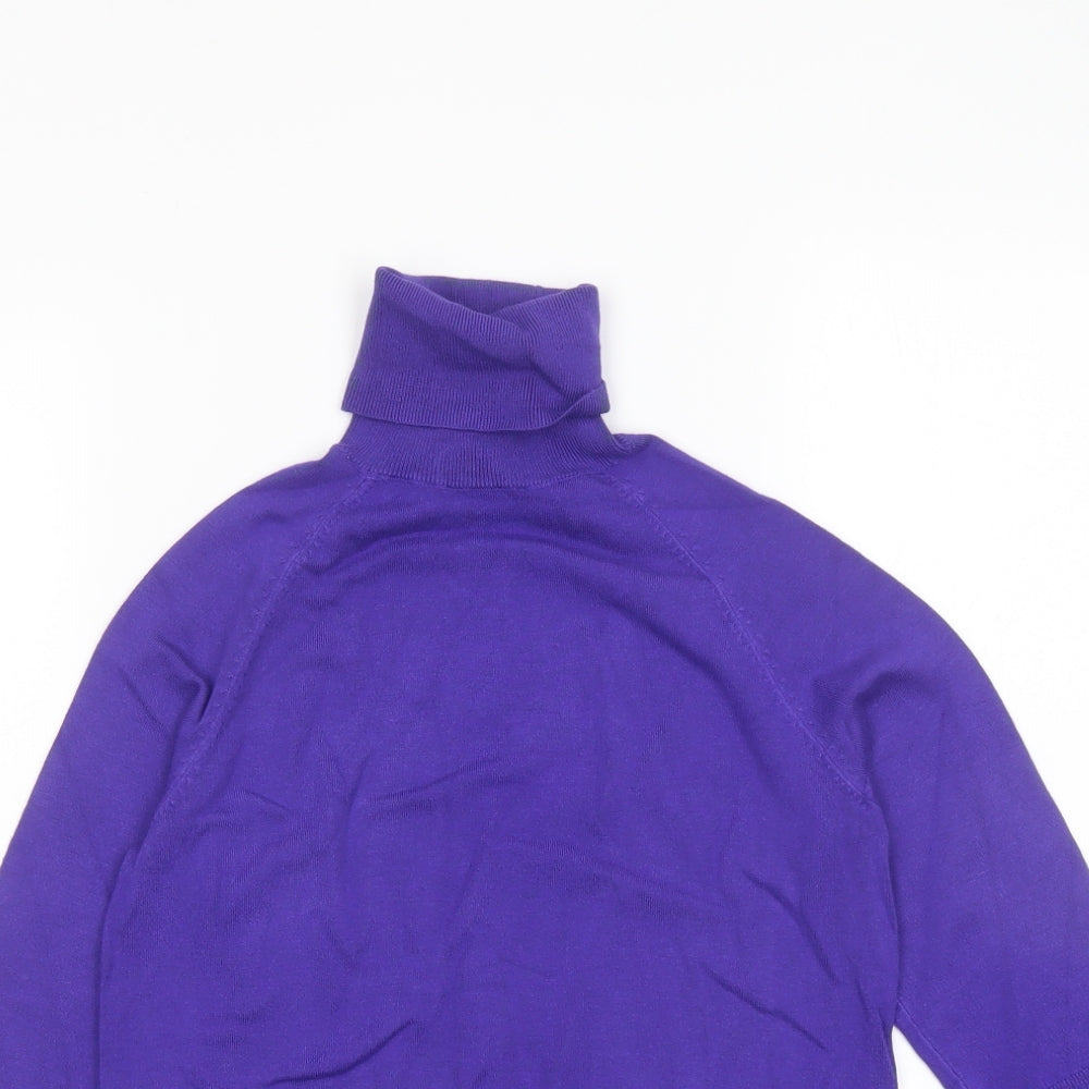 Zara Womens Purple Roll Neck Viscose Pullover Jumper Size S
