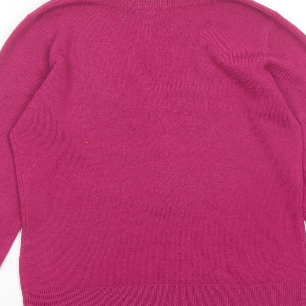 Per Una Womens Purple Scoop Neck Acrylic Henley Jumper Size 8 - Buttons