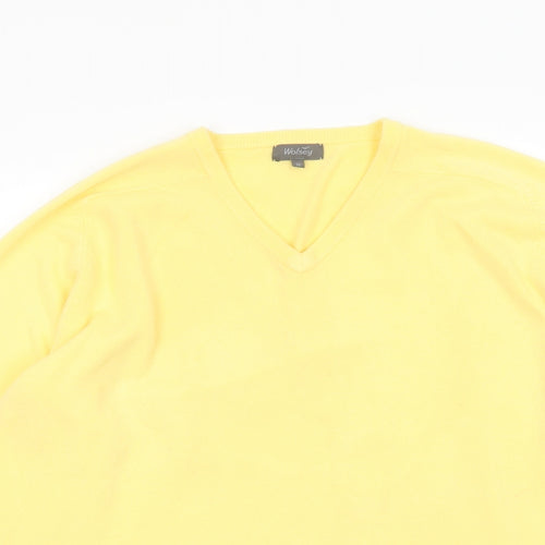 Wolsey Mens Yellow V-Neck Acrylic Pullover Jumper Size M Long Sleeve