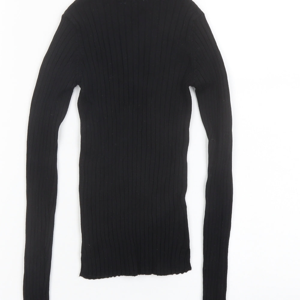 Pull&Bear Womens Black Mock Neck Viscose Pullover Jumper Size XS - Stretchy