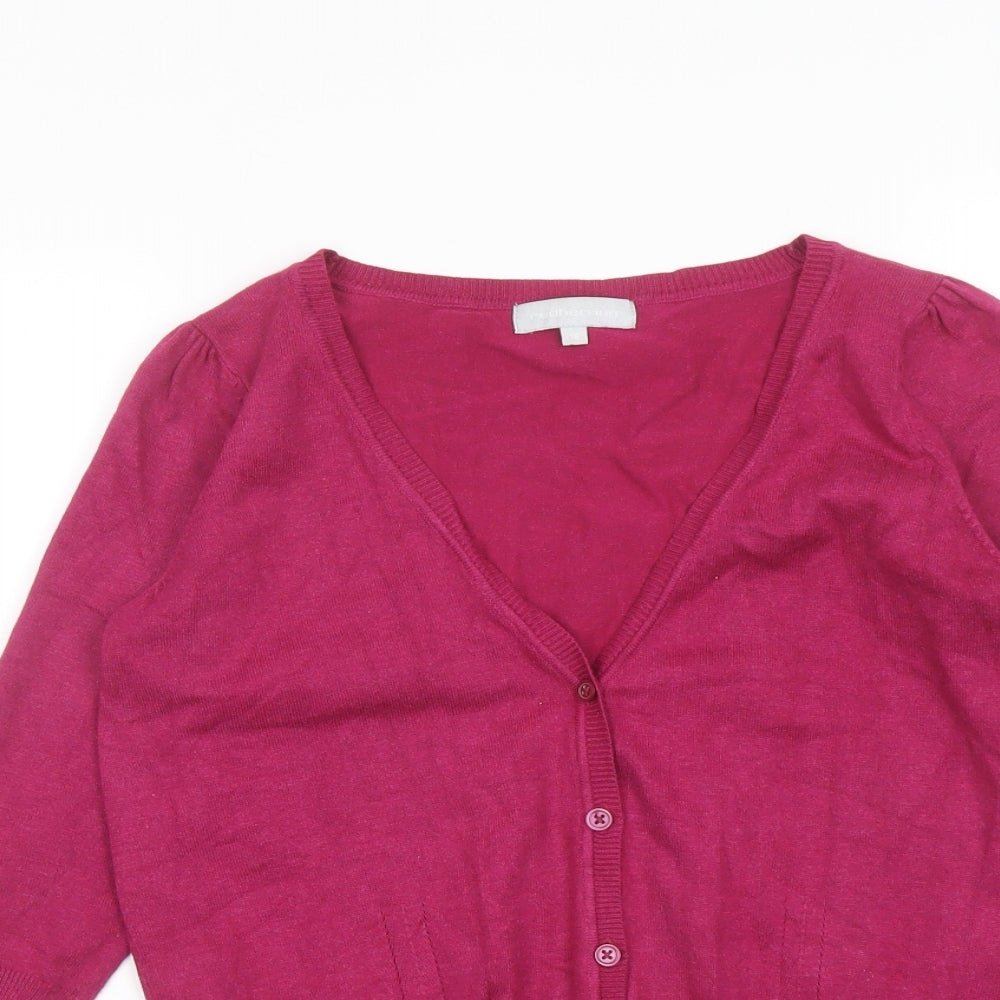 Red Herring Womens Pink V-Neck Viscose Cardigan Jumper Size 12