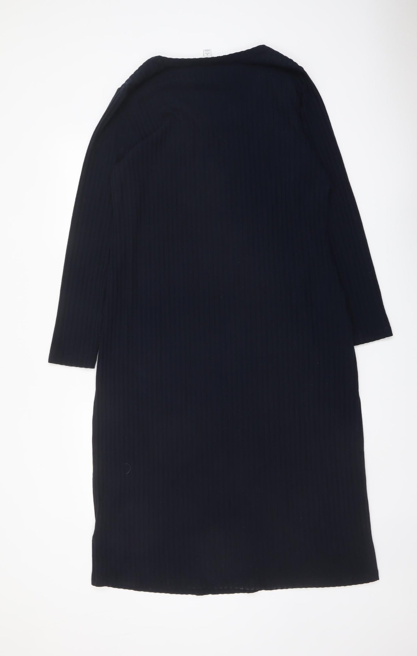 Marks and Spencer Womens Black Polyester Jumper Dress Size 18 Scoop Neck Pullover