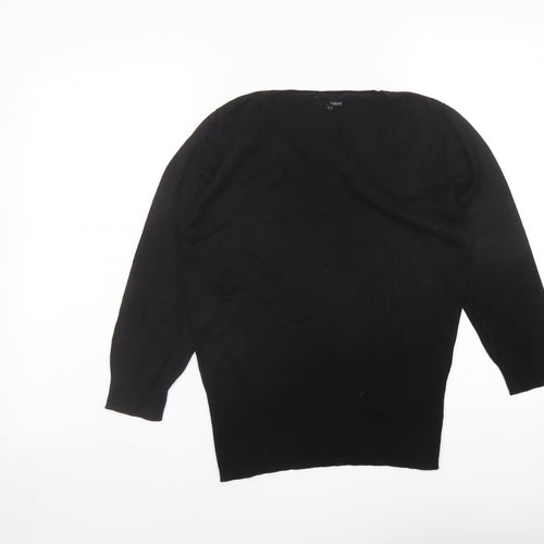 NEXT Womens Black V-Neck Viscose Pullover Jumper Size 14