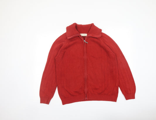 EWM Womens Red Collared Cotton Full Zip Jumper Size 14