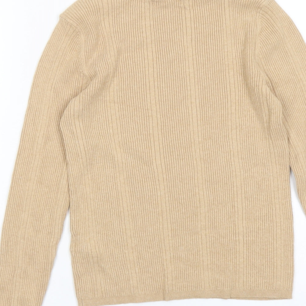 Marks and Spencer Womens Beige Round Neck Viscose Pullover Jumper Size 10