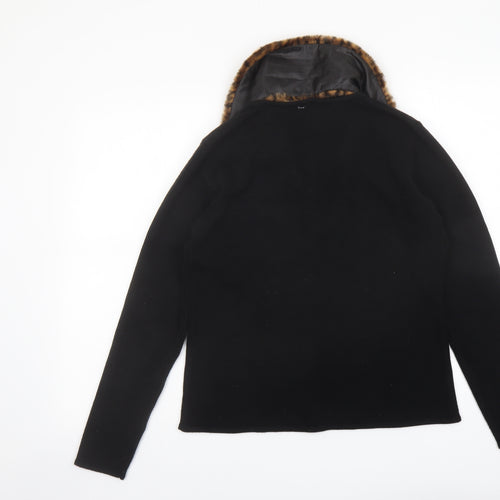 Tiffany Womens Black Collared Acrylic Cardigan Jumper Size 14