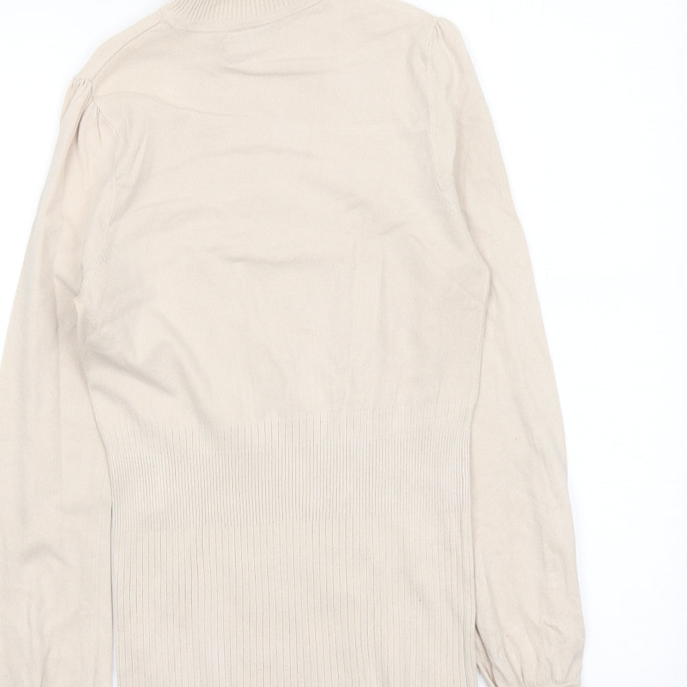 Karen Millen Womens Beige Roll Neck Viscose Pullover Jumper Size 12