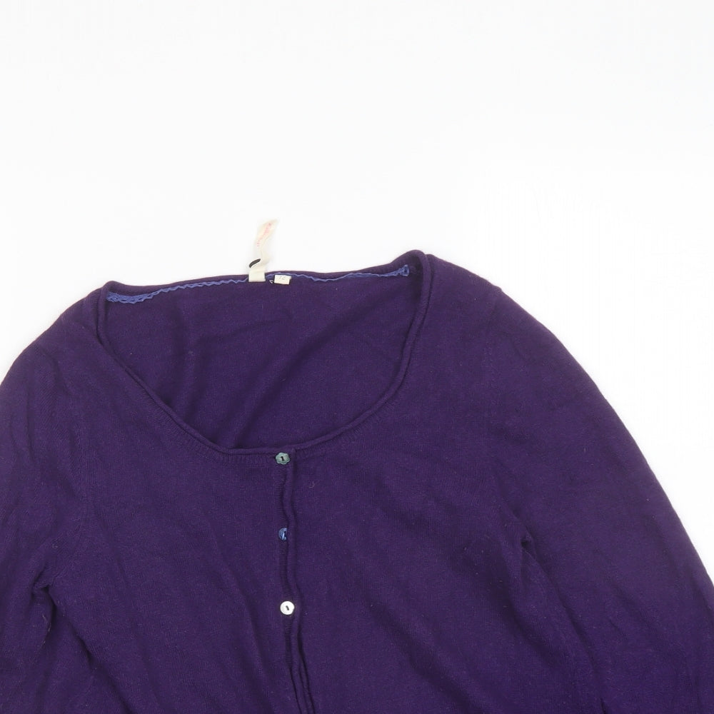 White Stuff Womens Purple Scoop Neck Acrylic Cardigan Jumper Size 12