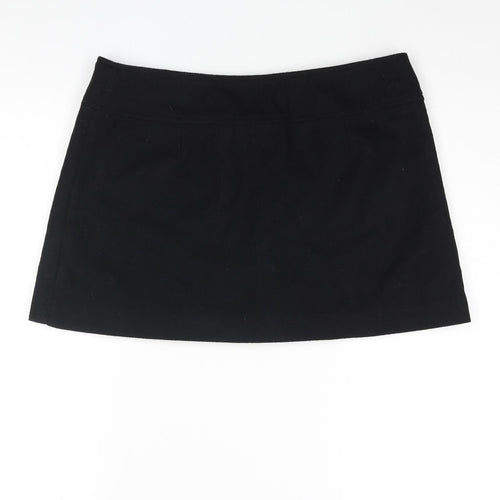 New Look Womens Black Wool Mini Skirt Size 14 Button