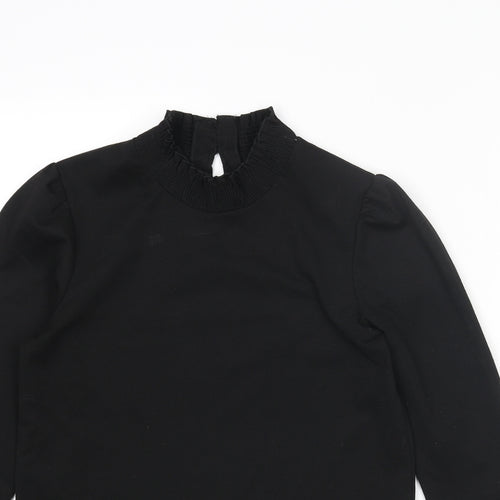 Mango Womens Black Polyester Basic Blouse Size XS High Neck