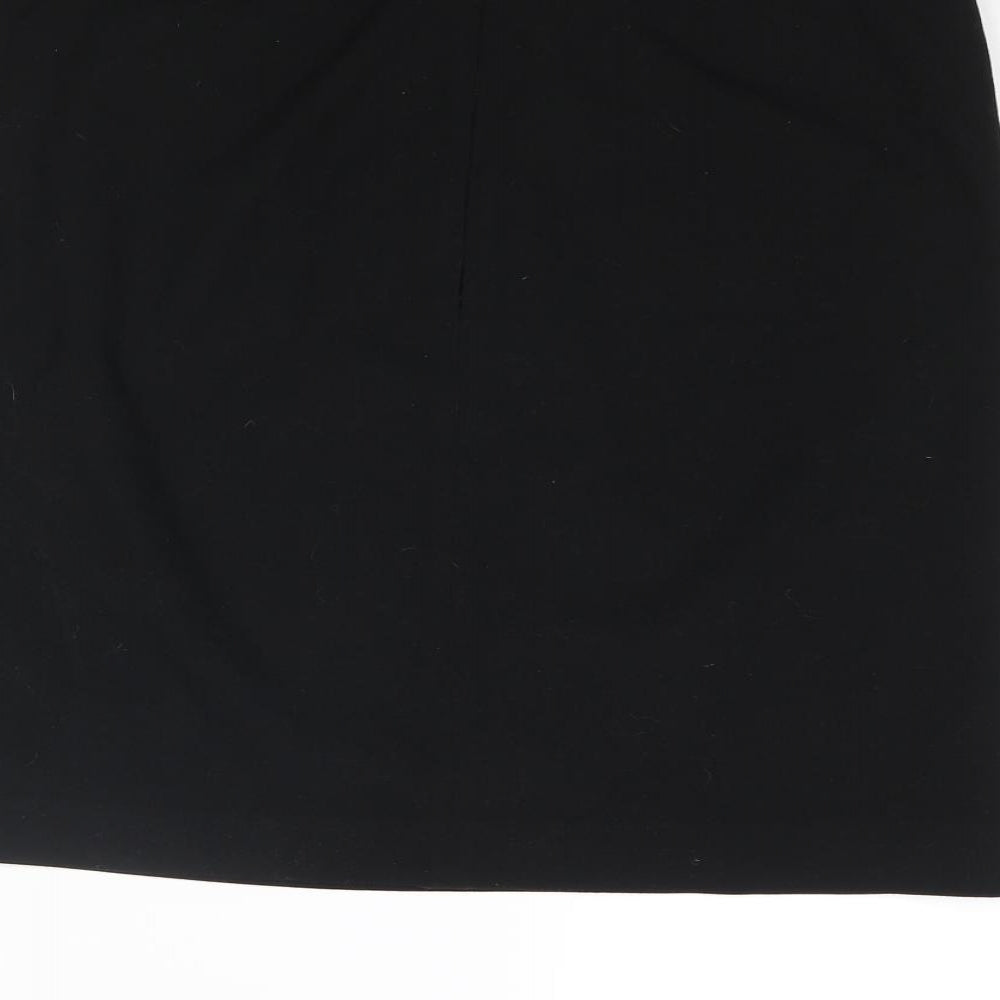 Marks and Spencer Womens Black Polyester A-Line Skirt Size 10 Zip