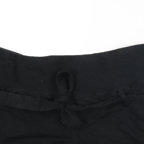H&M Womens Black Viscose Basic Shorts Size 12 L3 in Regular Pull On - Belted