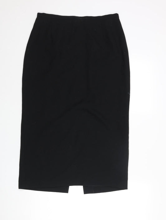 Anne Brooks Womens Black Polyester Straight & Pencil Skirt Size 14 Zip