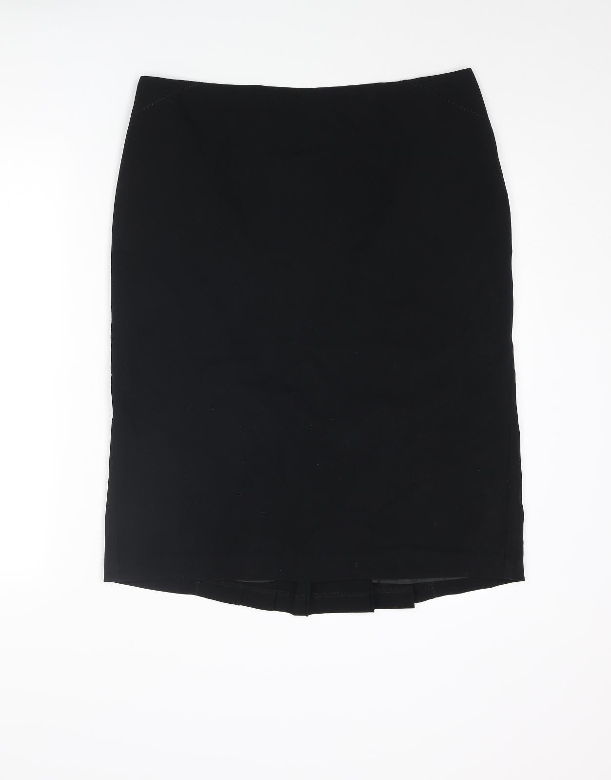 Marks and Spencer Womens Black Polyester Straight & Pencil Skirt Size 16 Zip
