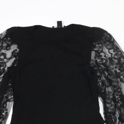 New Look Womens Black Viscose Bodysuit One-Piece Size 12 Snap