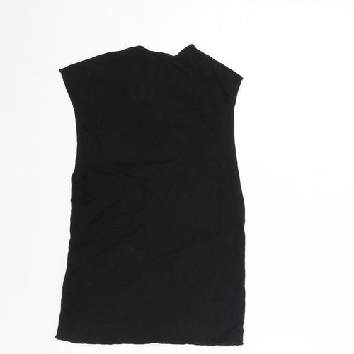 Zara Womens Black Viscose Basic Tank Size S Mock Neck