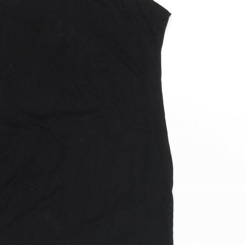 Zara Womens Black Viscose Basic Tank Size S Mock Neck