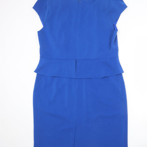 Trinny & Susannah Womens Blue Polyester Shift Size 20 V-Neck Zip