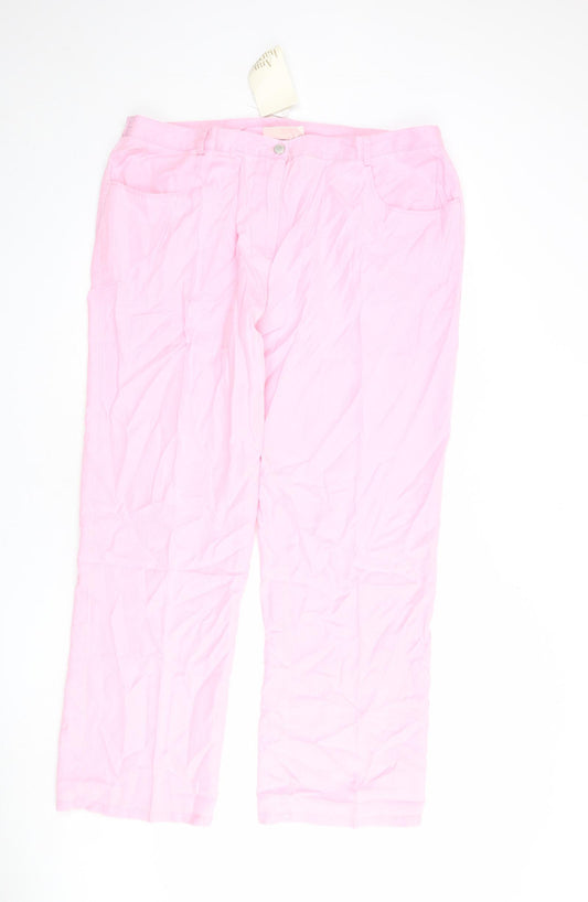 Ann Harvey Womens Pink Polyester Trousers Size 20 L30 in Regular Zip