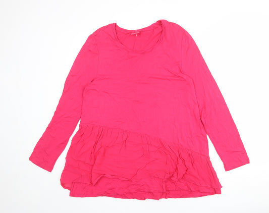 Together Womens Pink Viscose Tunic Blouse Size 12 Round Neck - Frill