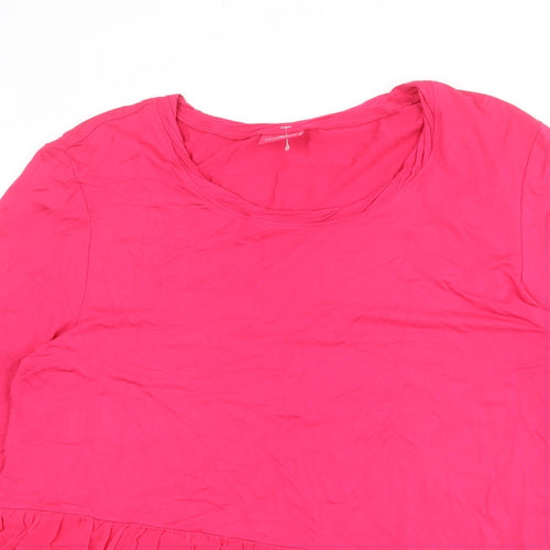 Together Womens Pink Viscose Tunic Blouse Size 12 Round Neck - Frill