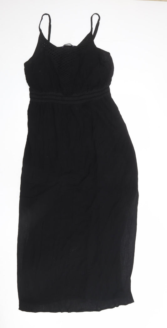 Marks and Spencer Womens Black Viscose Tank Dress Size 12 Round Neck Pullover