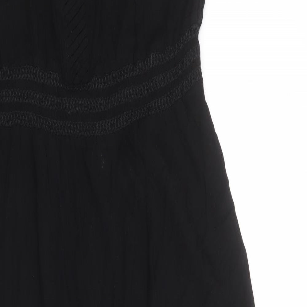 Marks and Spencer Womens Black Viscose Tank Dress Size 12 Round Neck Pullover