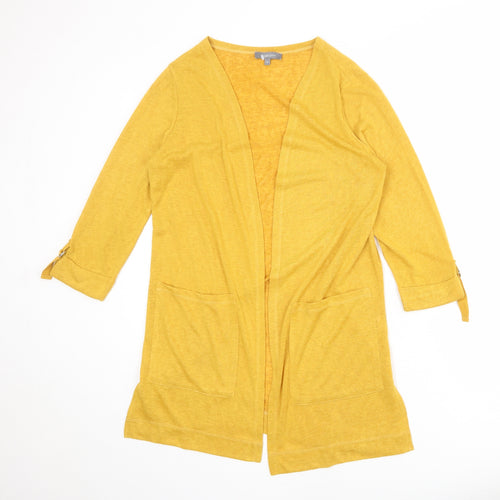 Principles Womens Yellow V-Neck Polyester Cardigan Jumper Size 14