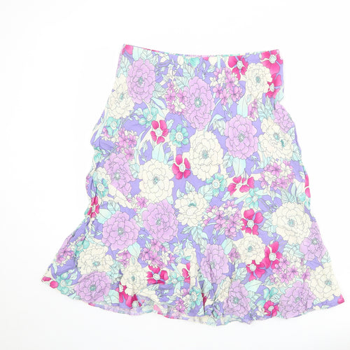 Marks and Spencer Womens Multicoloured Floral Viscose A-Line Skirt Size 16