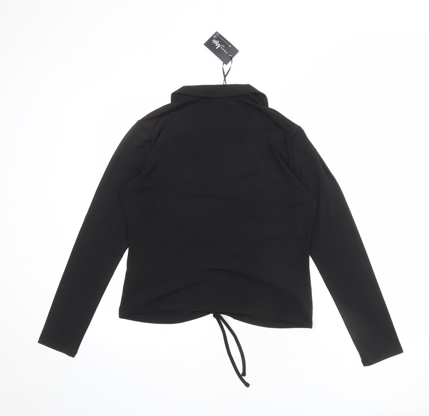 Pour Moi Womens Black Polyester Basic Blouse Size 16 V-Neck - Rouched Drawstring