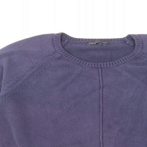 Marks and Spencer Womens Blue Round Neck Cotton Pullover Jumper Size 18