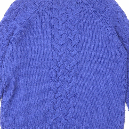 Marks and Spencer Womens Blue Mock Neck Acrylic Pullover Jumper Size S