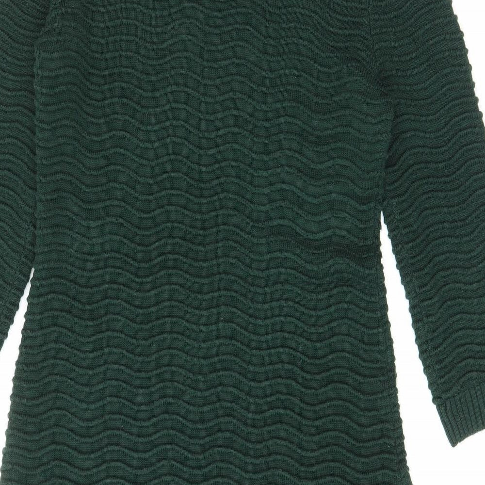 Fenn Wright Manson Womens Green Acrylic Shift Size 12 V-Neck Pullover