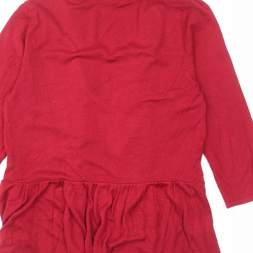 Nightingales Womens Red V-Neck Viscose Cardigan Jumper Size 14