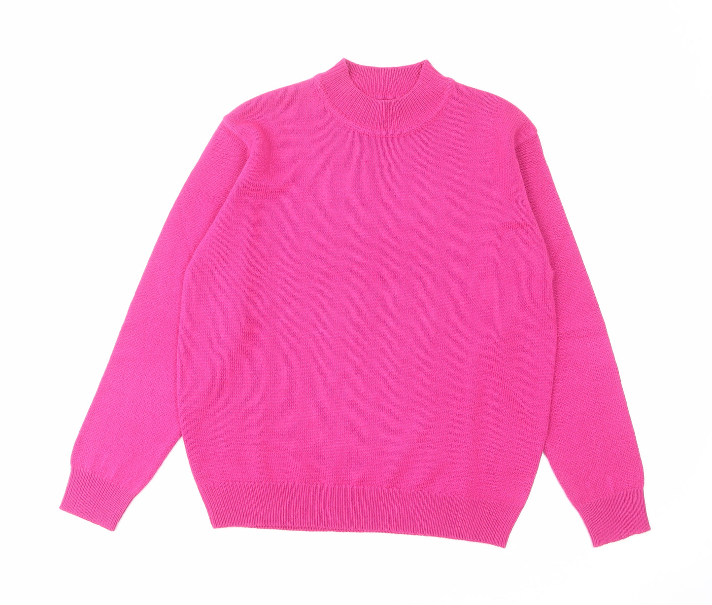 Damart Womens Pink Mock Neck Acrylic Pullover Jumper Size 14