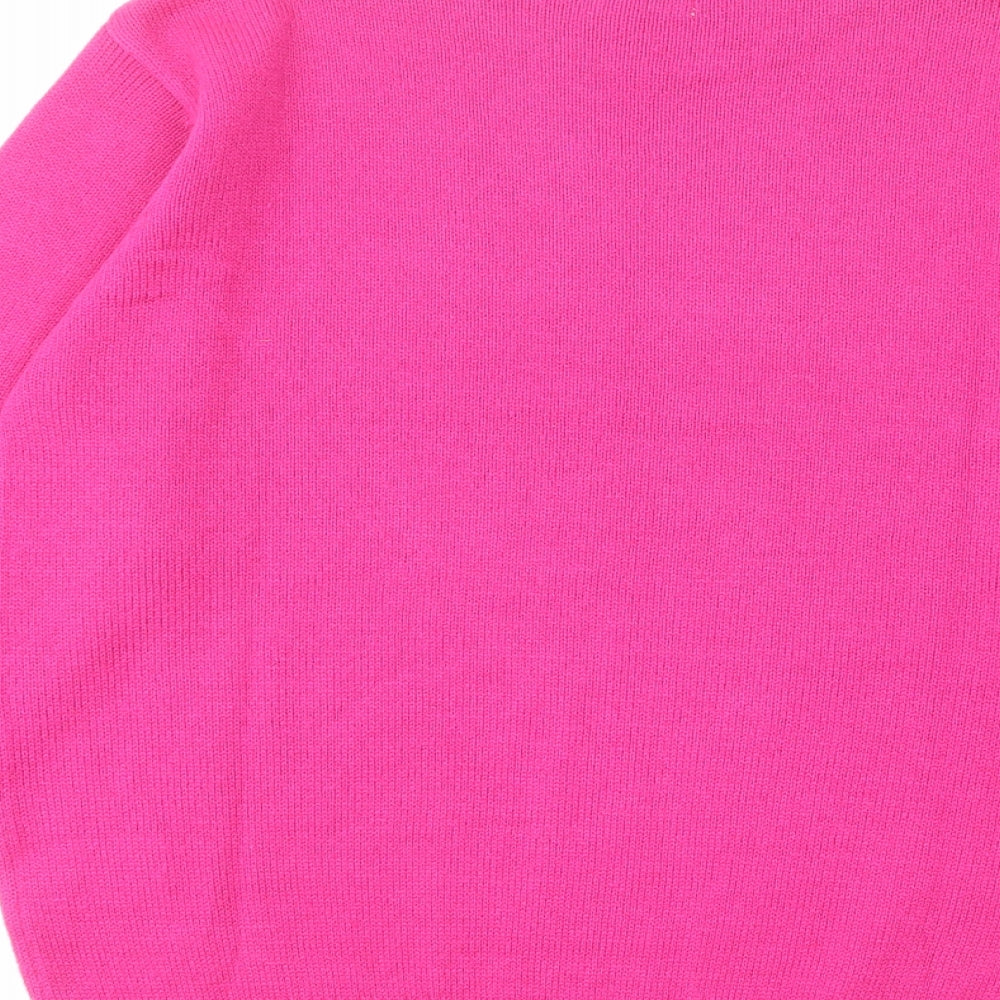 Damart Womens Pink Mock Neck Acrylic Pullover Jumper Size 14