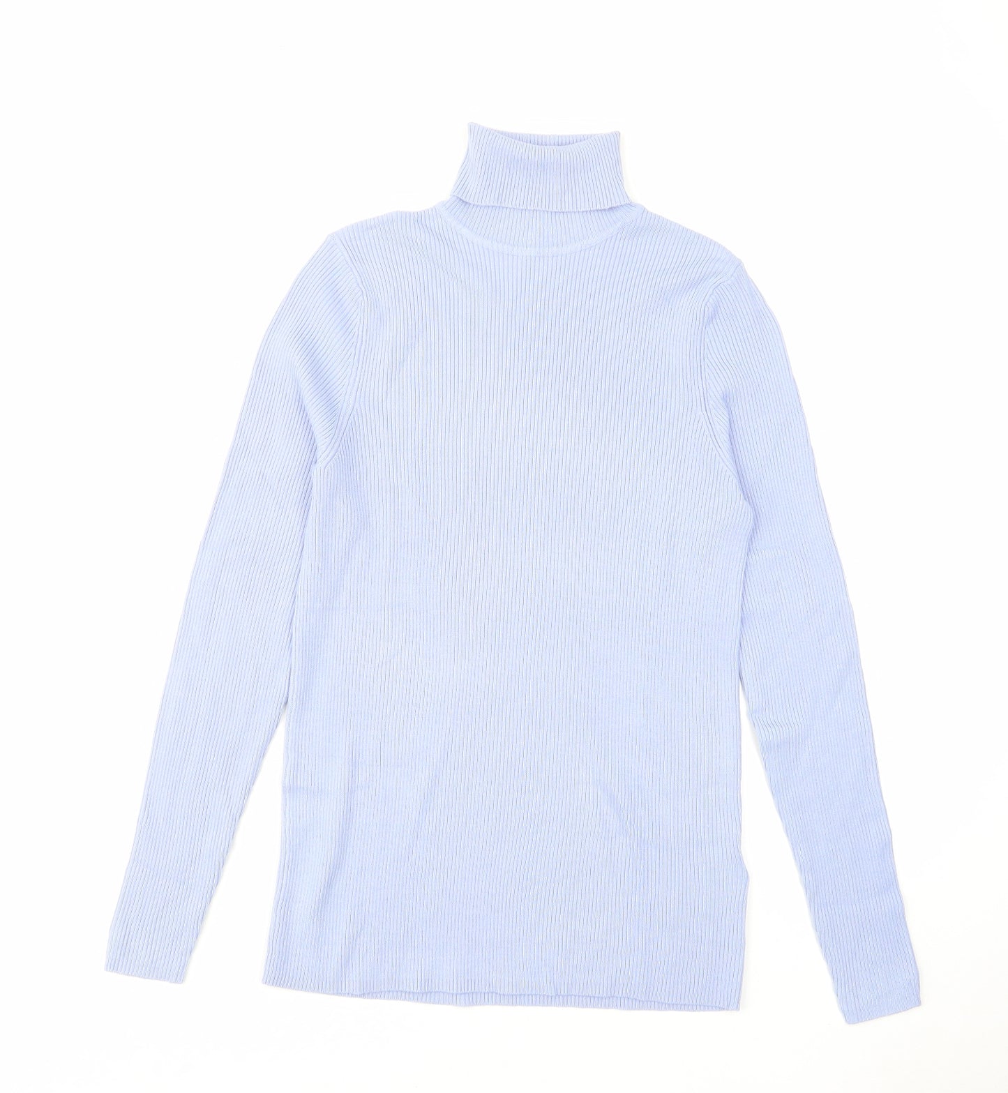 Marks and Spencer Womens Blue Roll Neck Viscose Pullover Jumper Size 14
