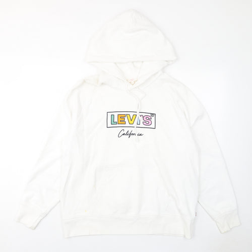 Levi's Womens White Cotton Pullover Hoodie Size L Pullover