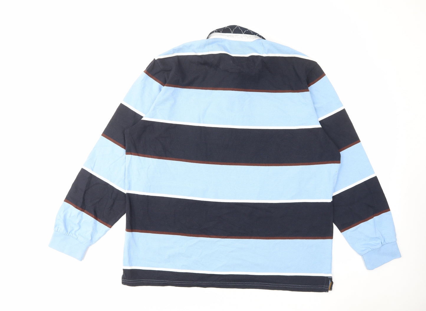 NEXT Mens Blue Striped Cotton Polo Size 2XL Collared Button