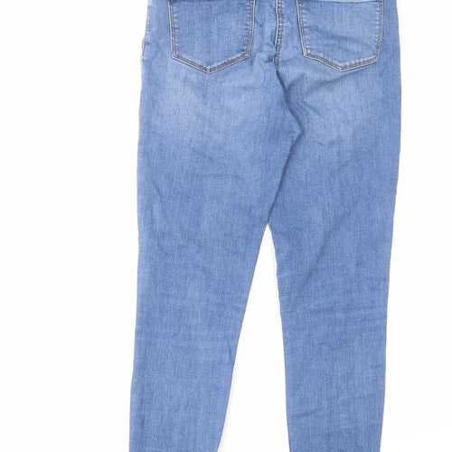 Papaya Womens Blue Cotton Skinny Jeans Size 10 L27 in Regular Zip - Raw Hem