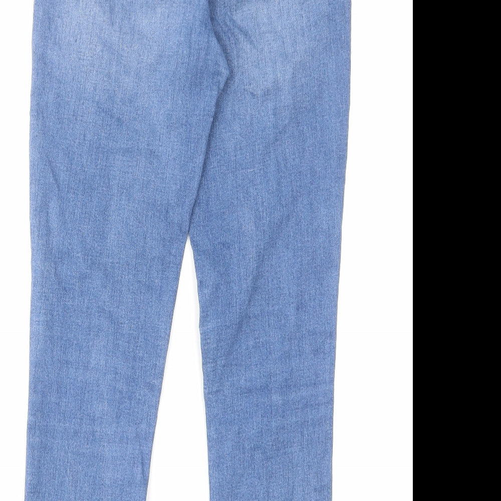Papaya Womens Blue Cotton Skinny Jeans Size 10 L27 in Regular Zip - Raw Hem